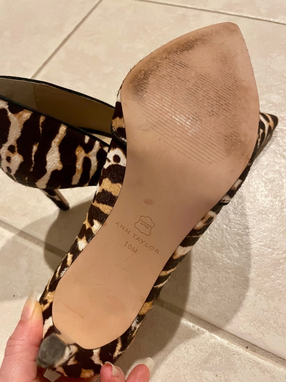 Ann Taylor Calf Hair Animal Print Pumps Heels Size 10 Leather Upper - Picture 7 of 8